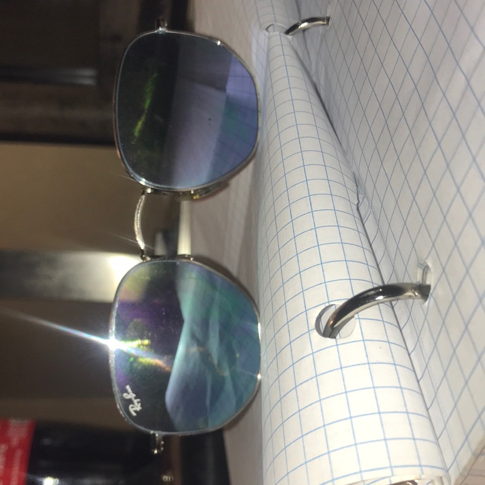 Ray ban hexagonal flat lense light blue mirror
